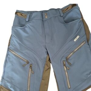 Arsuxeo Mens Mountain Biking Shorts Blue Green Pockets Adjustable Waist Size M